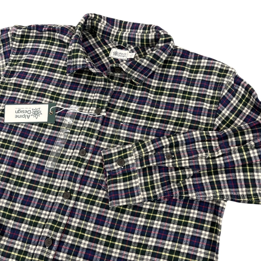 Alpine Design Womens Flannel Shirt Small S Navy Cream Timberline Plaid